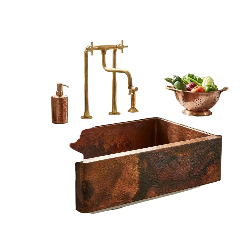 Copper Single Bowl Farmhouse Kitchen Sink-Jaxon - Brasska