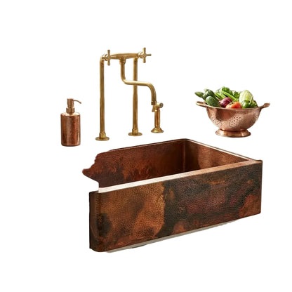 Copper Single Bowl Farmhouse Kitchen Sink-Jaxon - Brasska