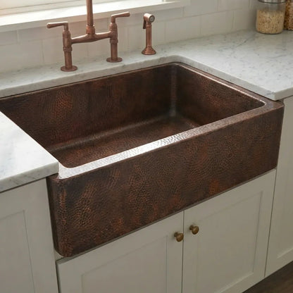 Dark Copper Farmhouse Apron Sink -Xylo - Brasska