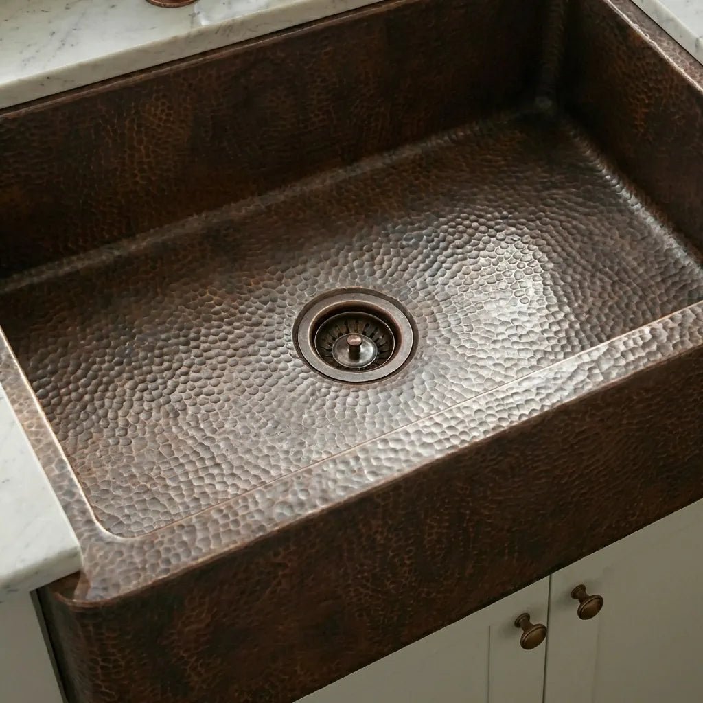 Dark Copper Farmhouse Apron Sink -Xylo - Brasska
