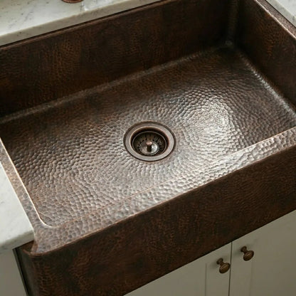Dark Copper Farmhouse Apron Sink -Xylo - Brasska