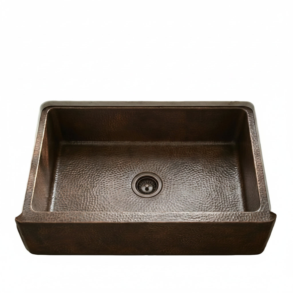 Dark Copper Farmhouse Apron Sink -Xylo - Brasska