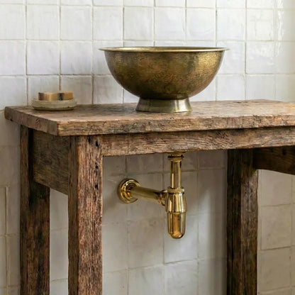 Antique Hammered Brass Vessel Sink Top Mount Bathroom Vanity
