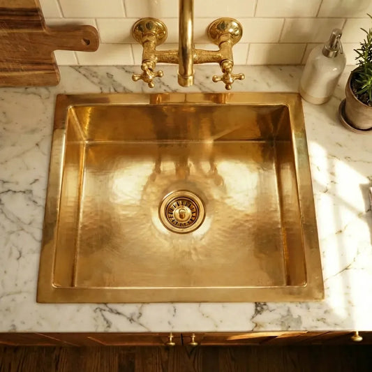 Unlacquered Brass Undermount Single Bowl Kitchen Sink