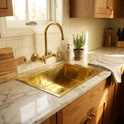 Unlacquered Brass Undermount Single Bowl Kitchen Sink