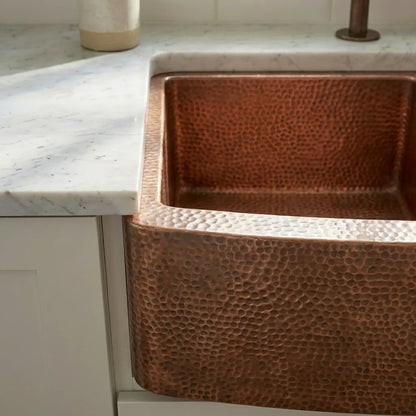 Copper Double Basin Farmhouse Sink-Sable
