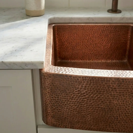 Copper Double Basin Farmhouse Sink-Sable