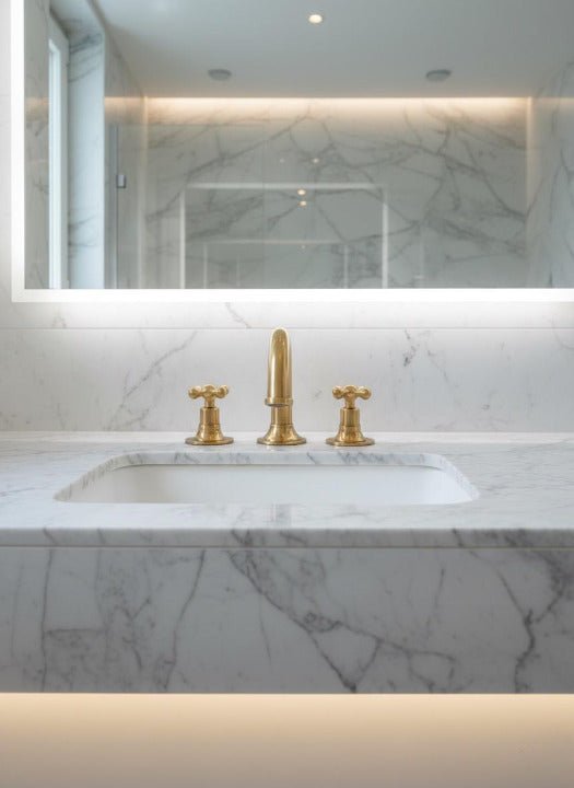 Elegant Solid Brass Widespread Bathroom Faucet with Double Cross Handles - Brasska