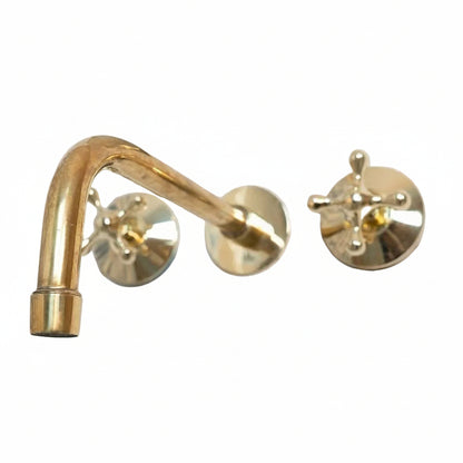 Elegant Vintage Brass Wall-Mounted Faucet in polished brass finish, designed for bathroom or kitchen use by Brasska.