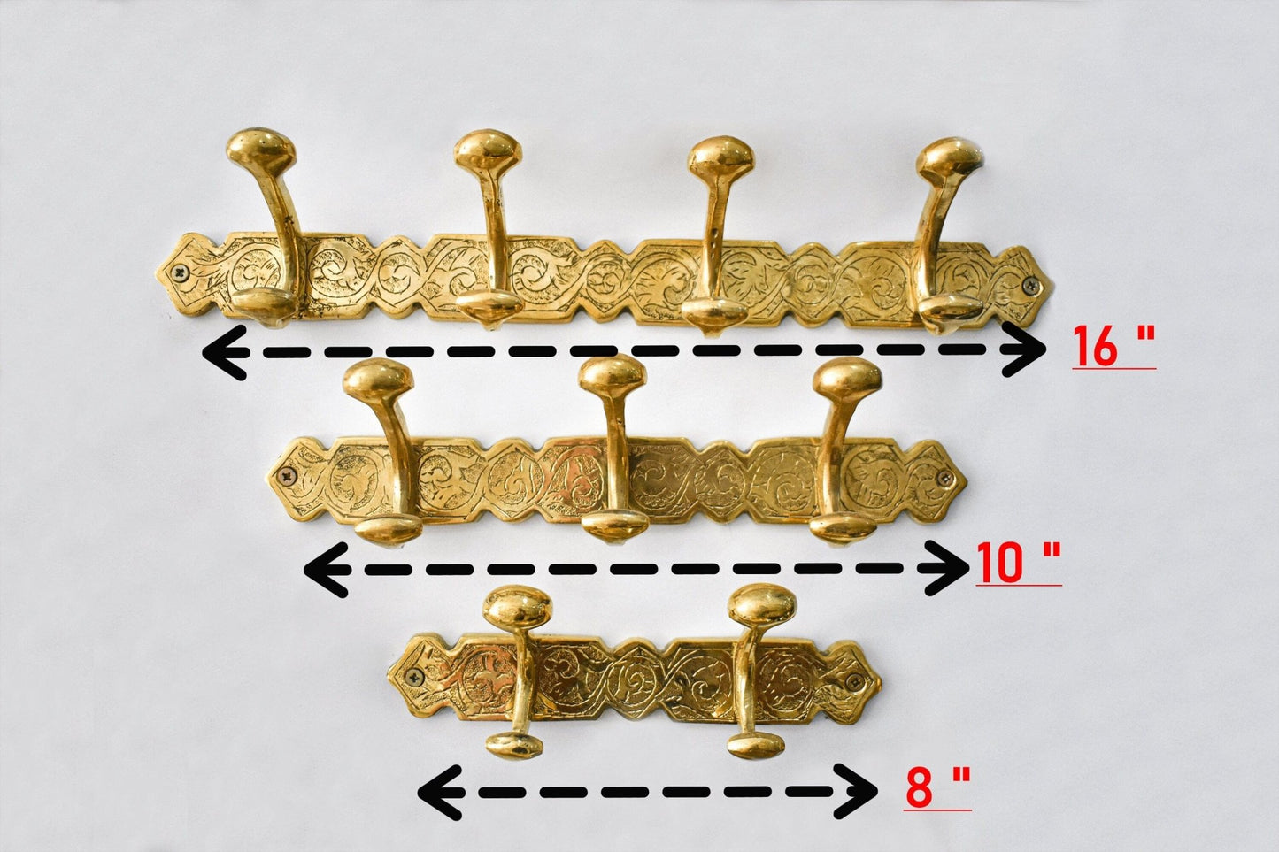 Engraved Brass Wall Hooks – Handmade Unlacquered Coat Rack Vintage Hanger - Brasska