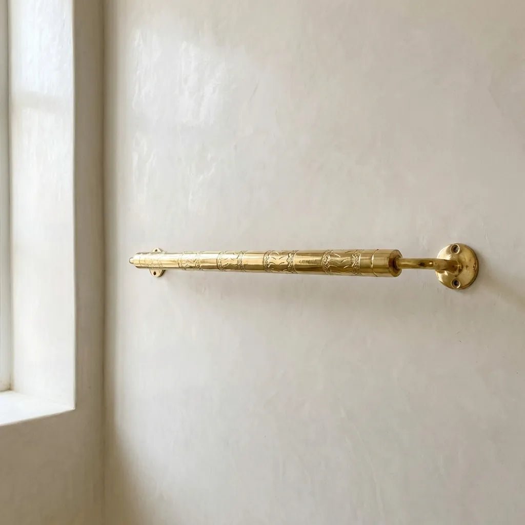 Engraved Solid Brass Towel Bar For Bathroom - Brasska
