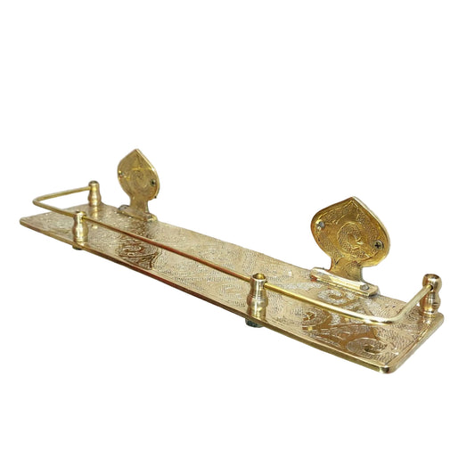 Engraved Solid Brass Wall Bathroom Shelf, Small Bathroom Shelf - Brasska