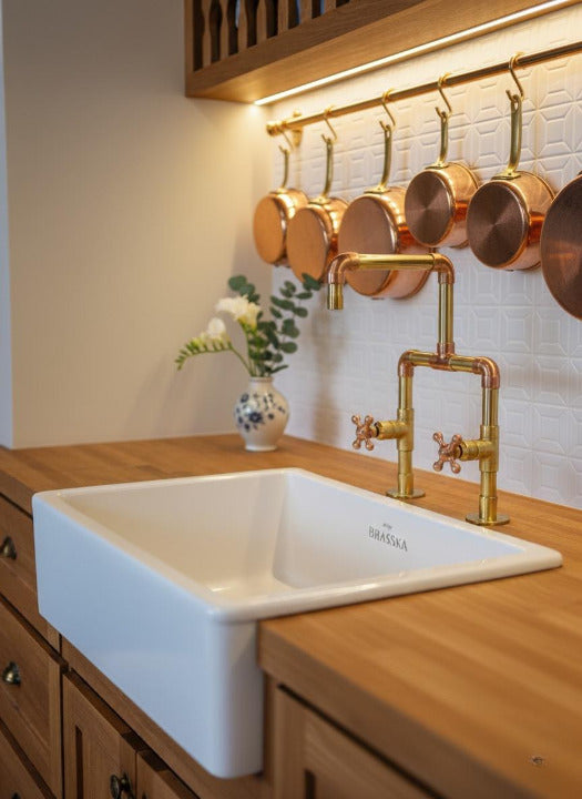 Luxury Handmade Kitchen Faucet | Solid Brass & Copper Mixer by BRASSKA