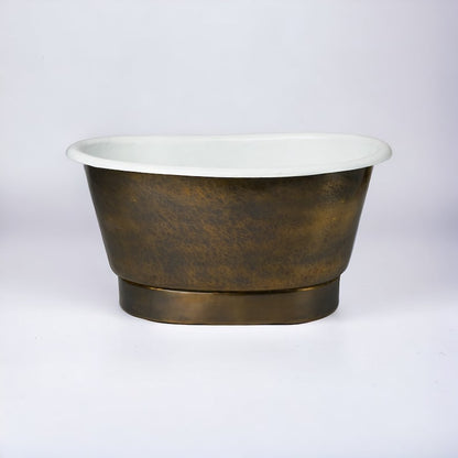 Freestanding Brass Vessel Sink – Hammered Tub Style Bathroom Basin - Brasska