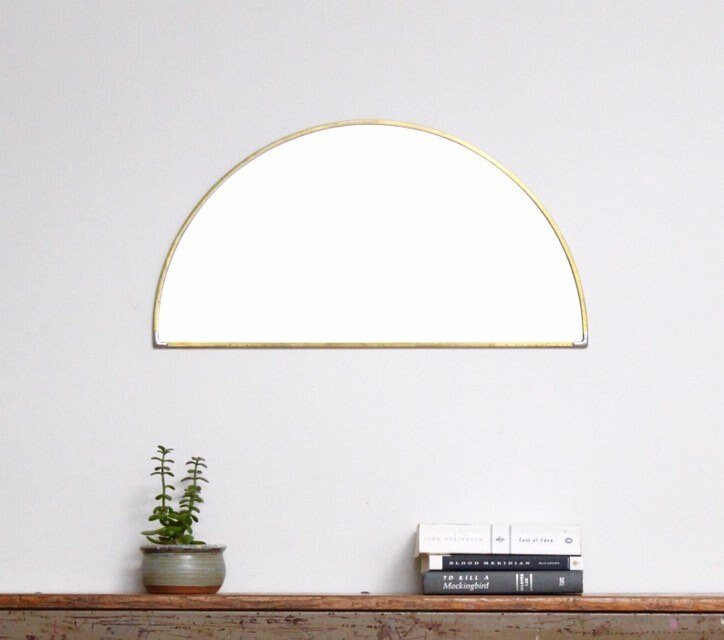 Half Circle Mirror Solid Brass Border Handmade Wall Mirror. - Brasska