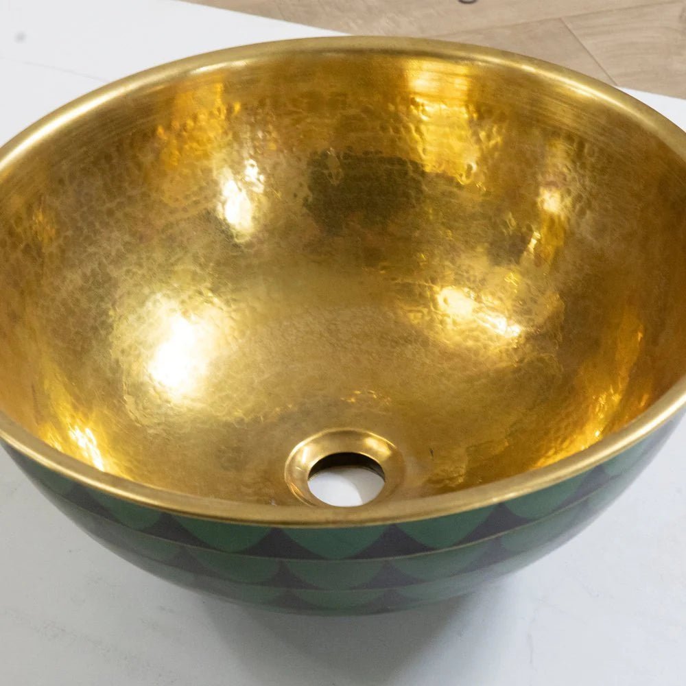 Hammered Brass And Wood Vessel Sink - Brasska