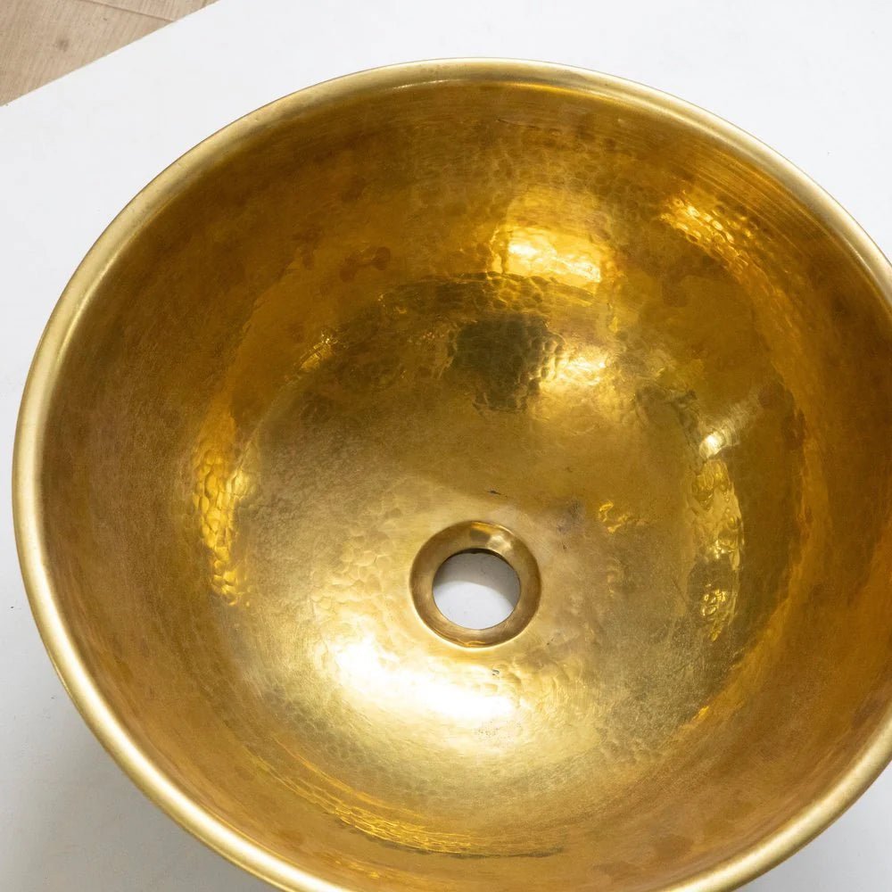 Hammered Brass And Wood Vessel Sink - Brasska