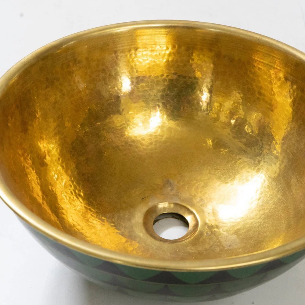 Hammered Brass And Wood Vessel Sink - Brasska