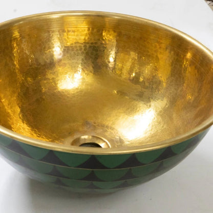 Hammered Brass And Wood Vessel Sink - Brasska