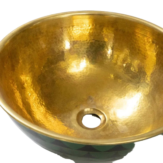 Hammered Brass And Wood Vessel Sink - Brasska