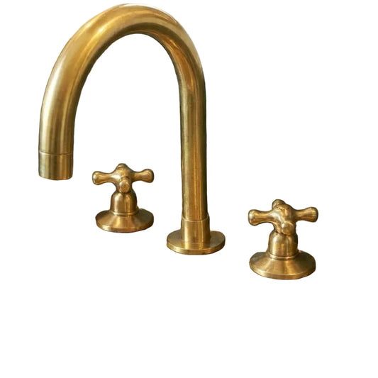 Hammered Brass Console Sink With Legs – Handmade Unlacquered Brass Bathroom Sink - Brasska