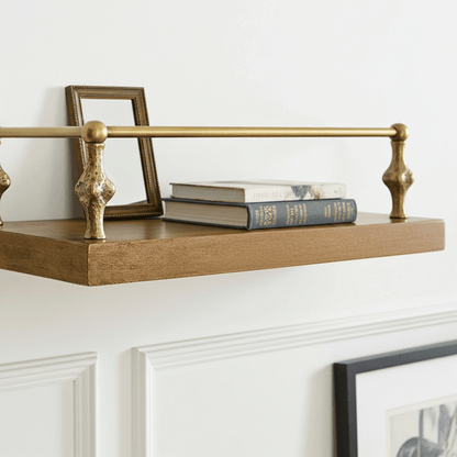 Hammered Brass Gallery Rail – Unlacquered Solid Brass Shelf Bar for Cabinets & Open Shelving - Brasska