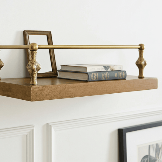 Hammered Brass Gallery Rail – Unlacquered Solid Brass Shelf Bar for Cabinets & Open Shelving - Brasska