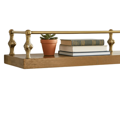 Hammered Brass Gallery Rail – Unlacquered Solid Brass Shelf Bar for Cabinets & Open Shelving - Brasska