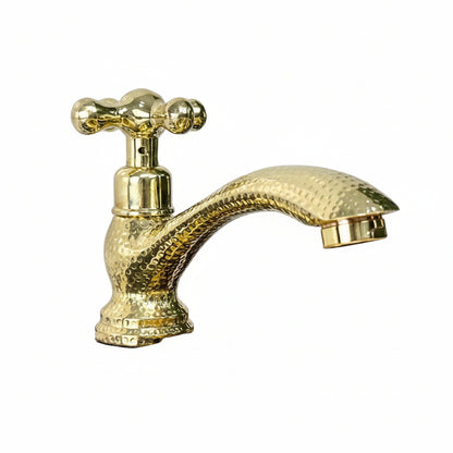 Hammered Brass Single Hole Faucet – Unlacquered Bathroom Tap - Brasska