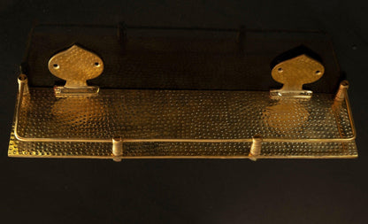 Hammered Brass Wall Shelf – Handmade Unlacquered Floating Bathroom Rack - Brasska