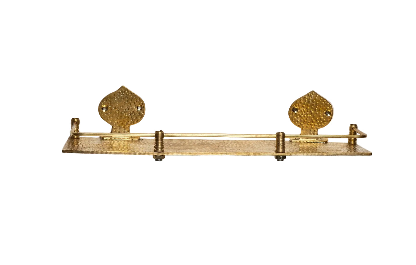 Hammered Brass Wall Shelf – Handmade Unlacquered Floating Bathroom Rack - Brasska