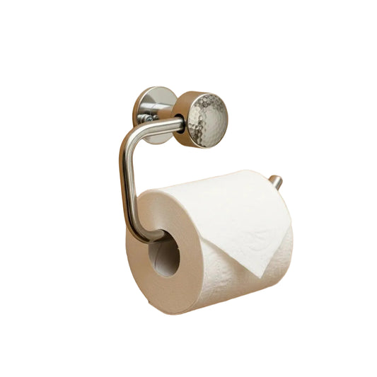 Hammered Chrome Toilet Paper Holder – Modern Wall Mounted Roll Holder - Brasska