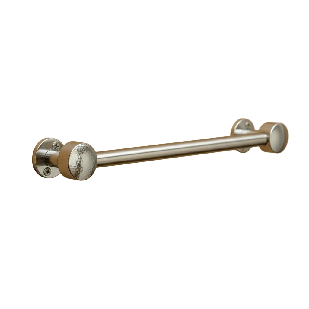 Hammered Chrome Towel Bar – Solid Brass Wall Mounted Bathroom Rail - Brasska