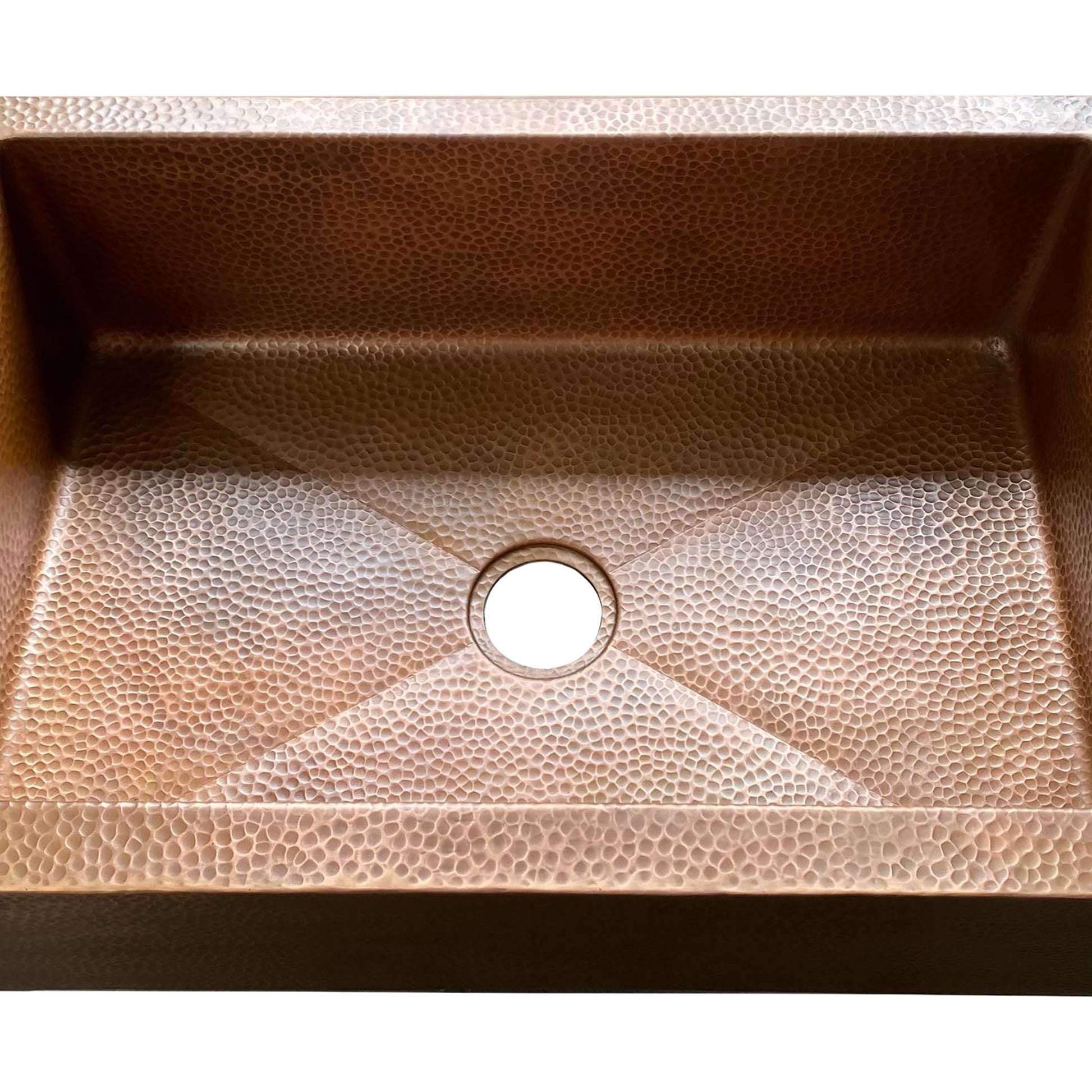 Hammered Copper Apron Front Single Bowl Kitchen Sink -Drif - Brasska