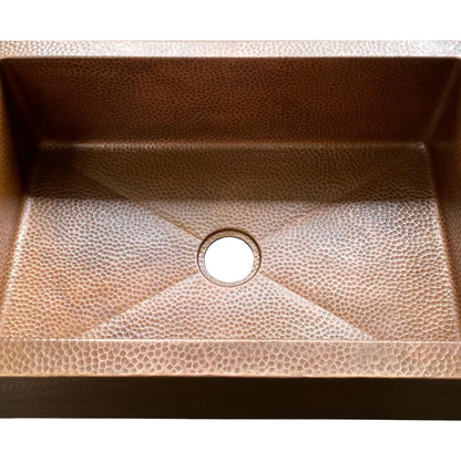 Hammered Copper Apron Front Single Bowl Kitchen Sink -Drif - Brasska