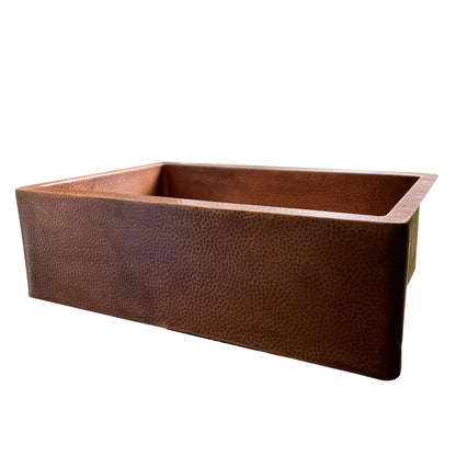 Hammered Copper Apron Front Single Bowl Kitchen Sink -Drif - Brasska