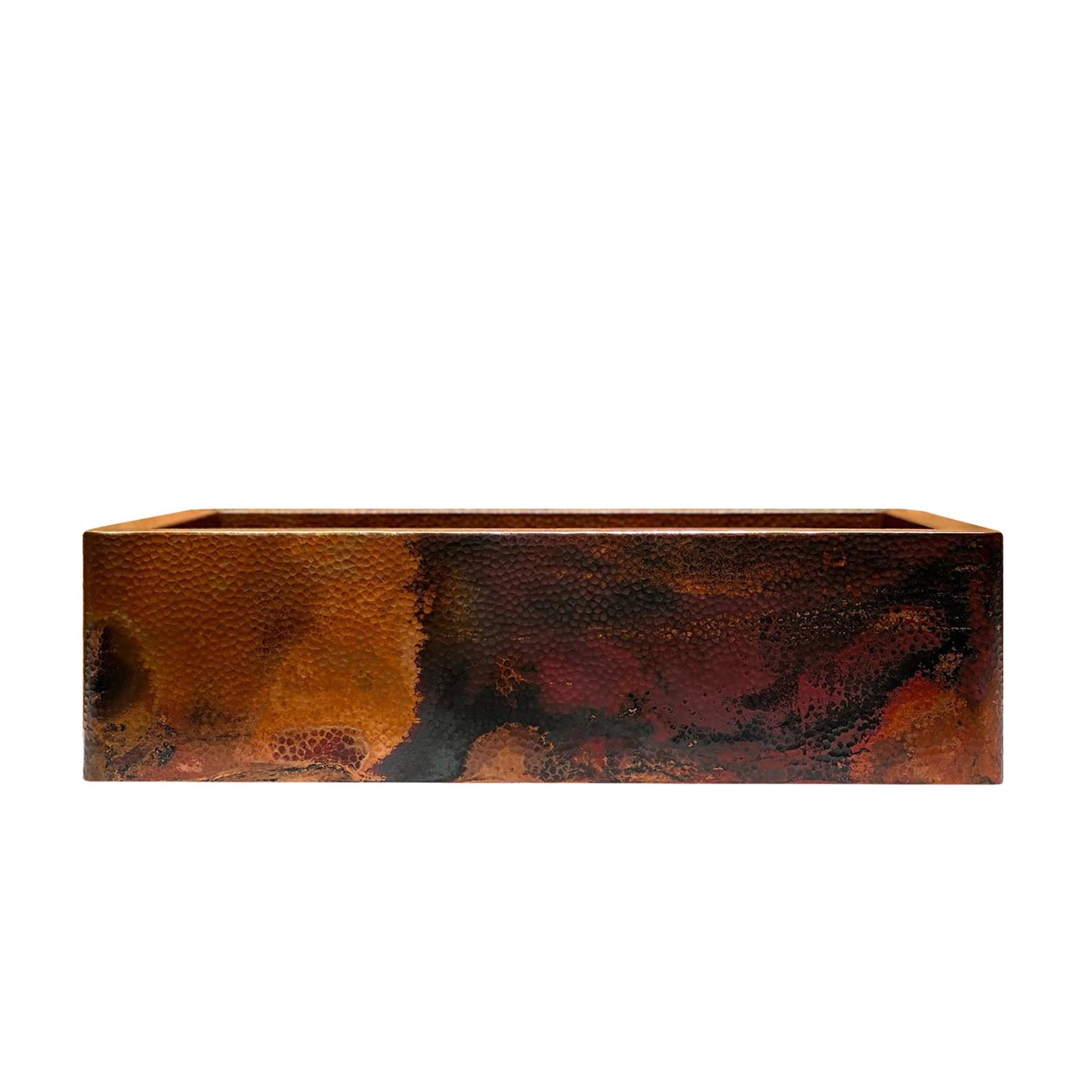 Hammered Copper Apron Front Single Kitchen Basin Sink -Onyx - Brasska