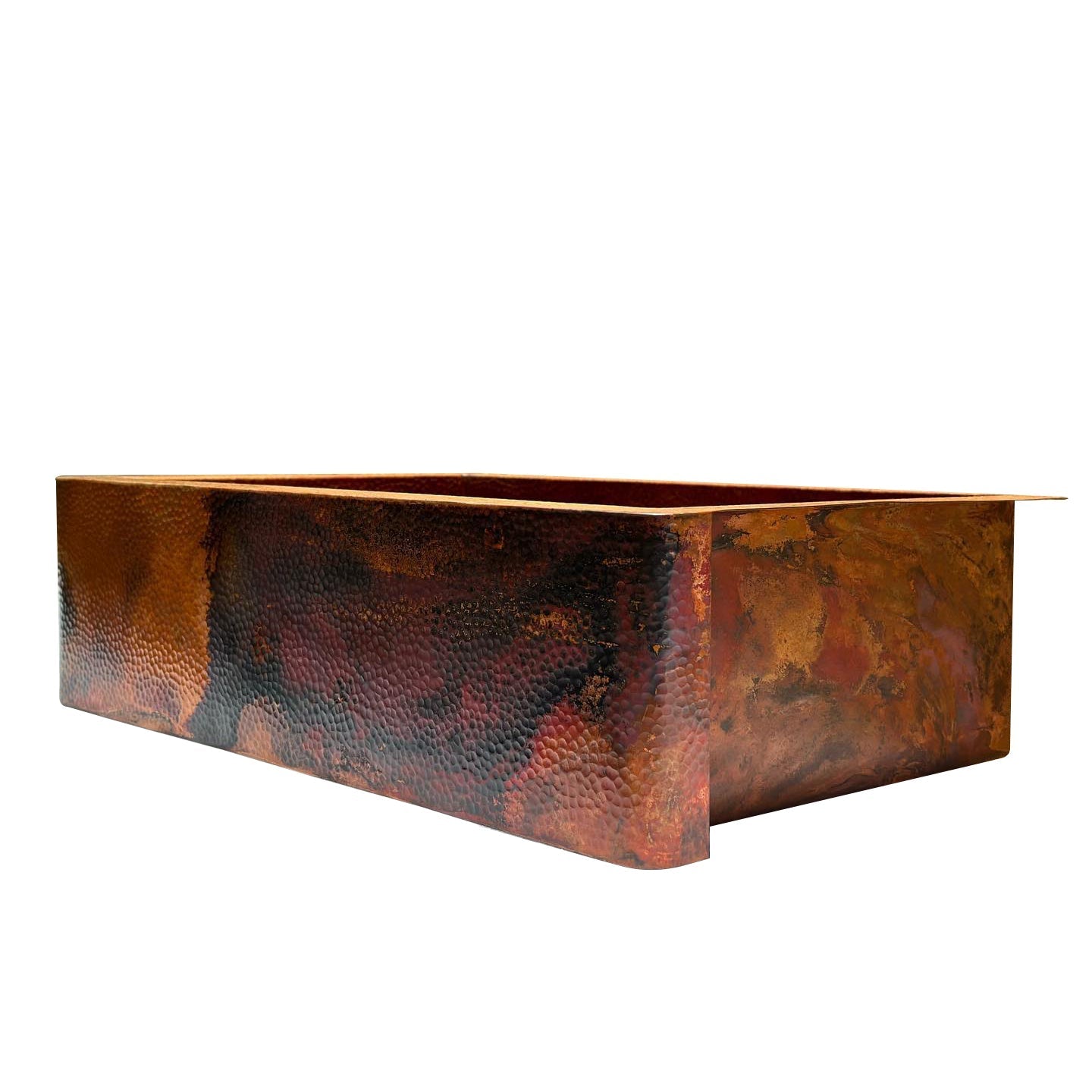 Hammered Copper Apron Front Single Kitchen Basin Sink -Onyx - Brasska