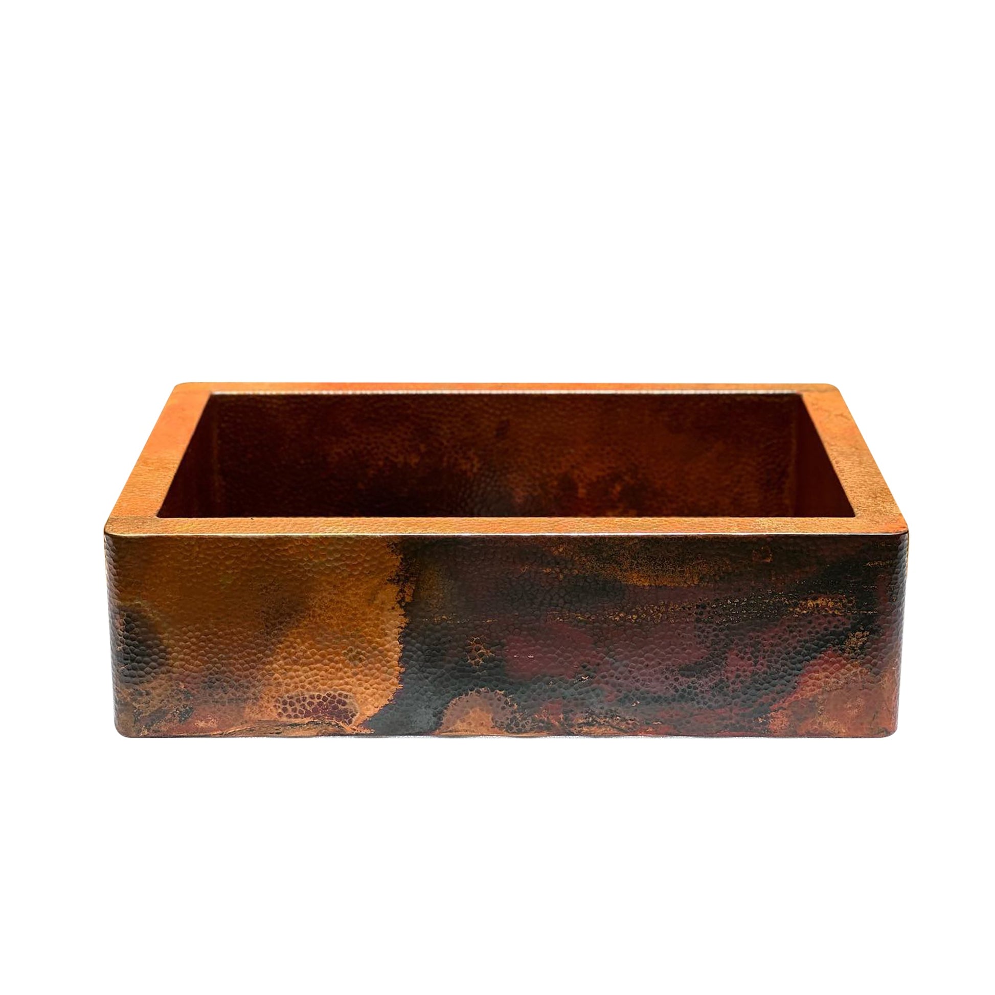 Hammered Copper Apron Front Single Kitchen Basin Sink -Onyx - Brasska