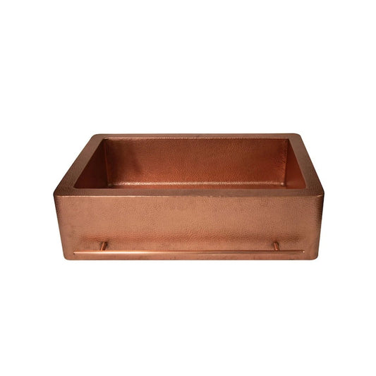 Hammered Copper Farmhouse Kitchen Sink – Single Bowl - Brasska