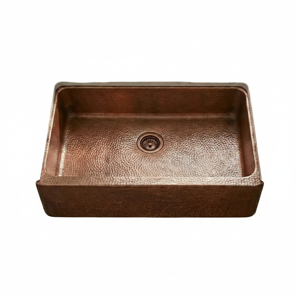 Hammered Copper Single Bowl Farmhouse Kitchen Sink-Deluxe - Brasska