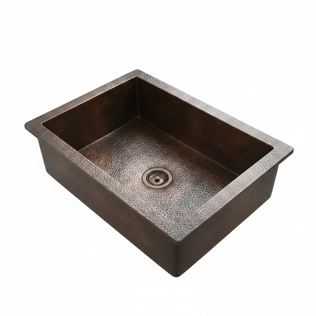 Hammered Copper Top Mount Sink - Nebula - Brasska