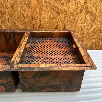 Hammered Double Bowl Copper Undermount Kitchen Sink - Zeta - Brasska
