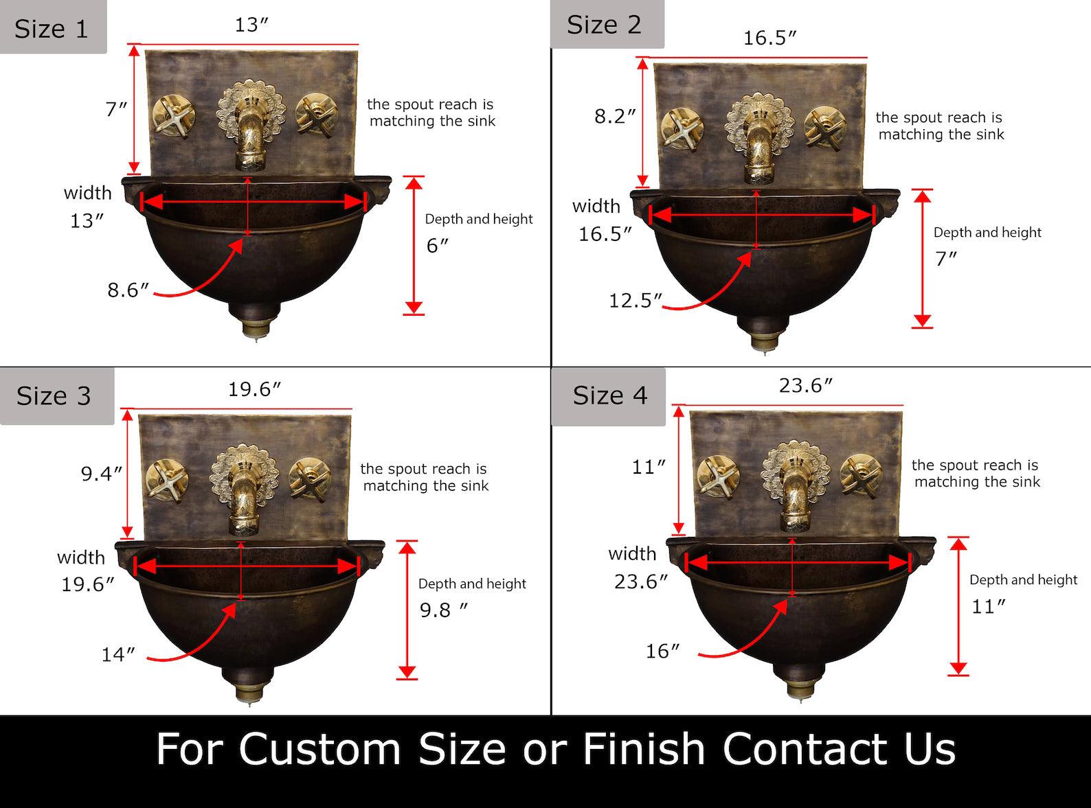 Hammered Patina Brass Wall Mount Sink With Solid Brass Faucet - Brasska