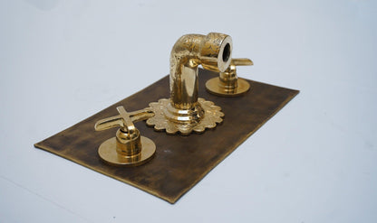 Hammered Patina Brass Wall Mount Sink With Solid Brass Faucet - Brasska