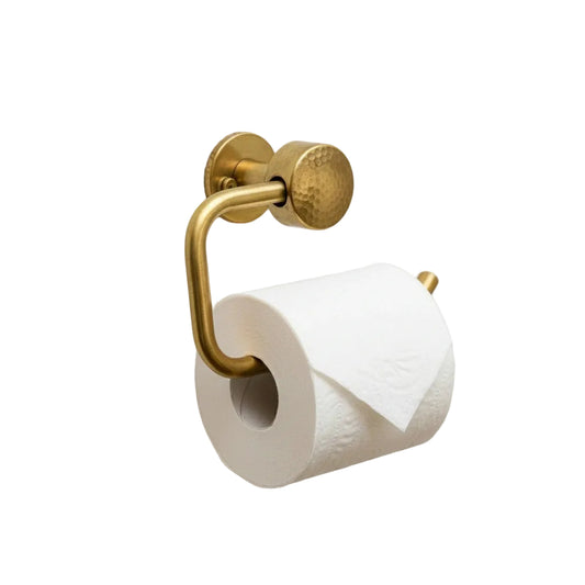 Hammered Solid Brass Toilet Paper Holder – Unlacquered Wall Mount Roll Holder - Brasska