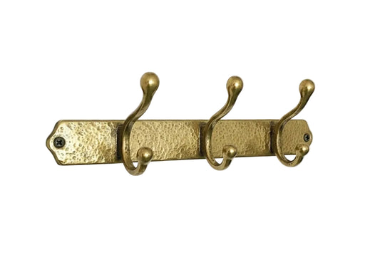 Hammered Solid Brass Wall Hooks – Handmade Unlacquered Coat Rack - Brasska