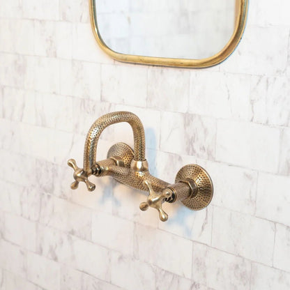 Hammered Wall Mount Oil Rubbed Brass Bath Faucet - Brasska