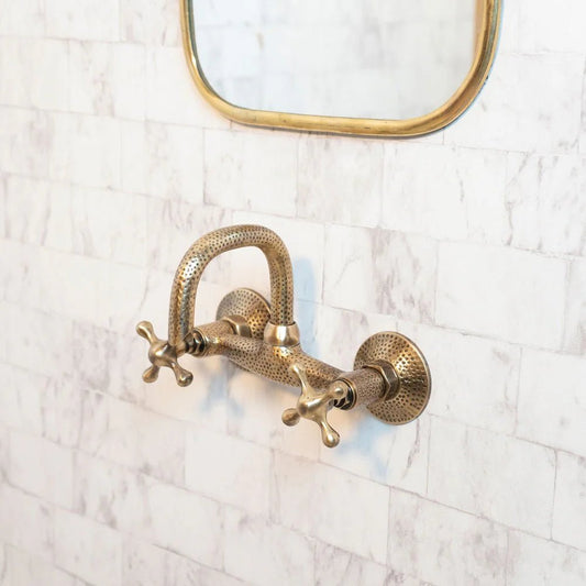 Hammered Wall Mount Oil Rubbed Brass Bath Faucet - Brasska