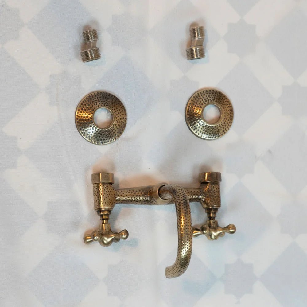 Hammered Wall Mount Oil Rubbed Brass Bath Faucet - Brasska